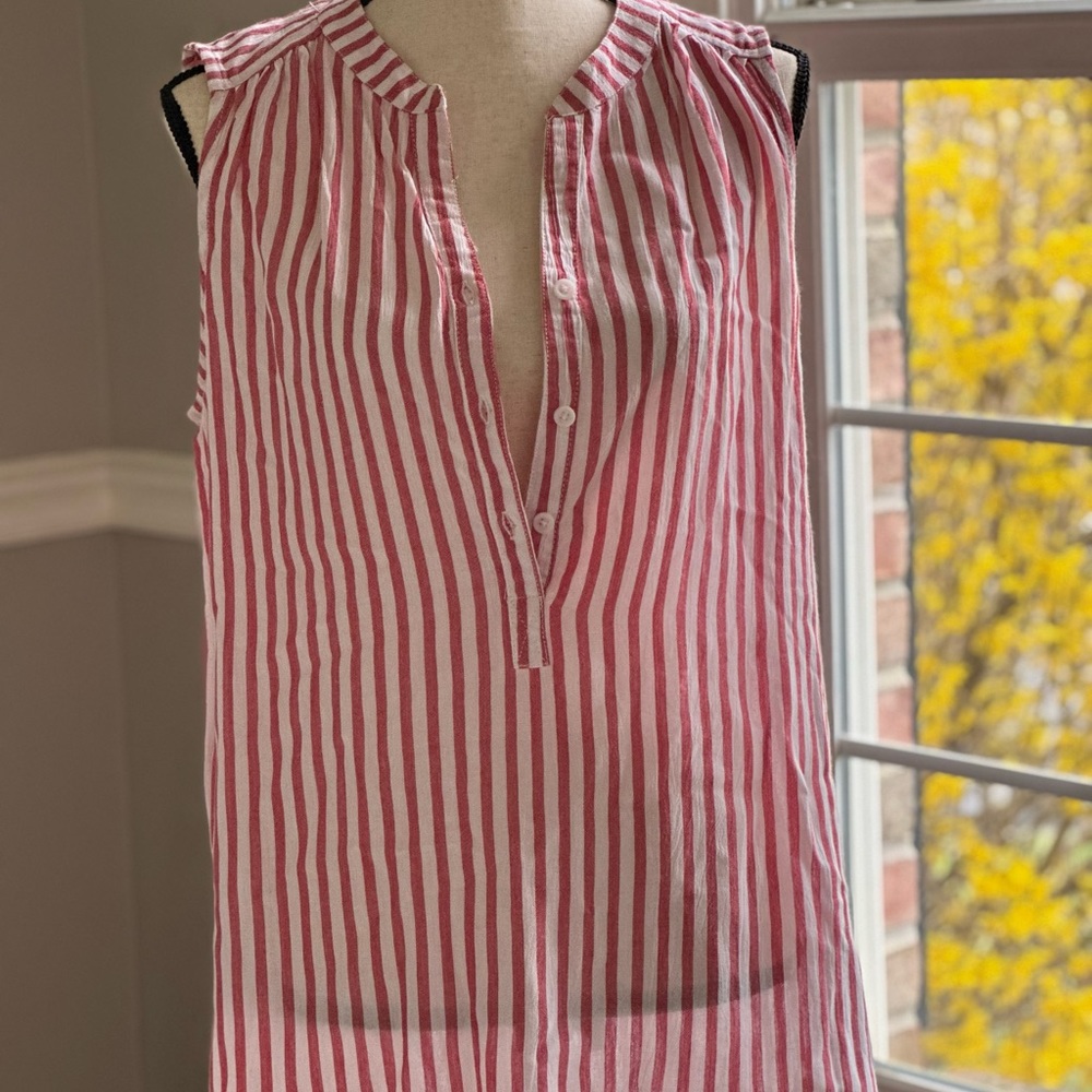 Women’s sleeveless red & white striped top size Small Beachlunchlounge #summer